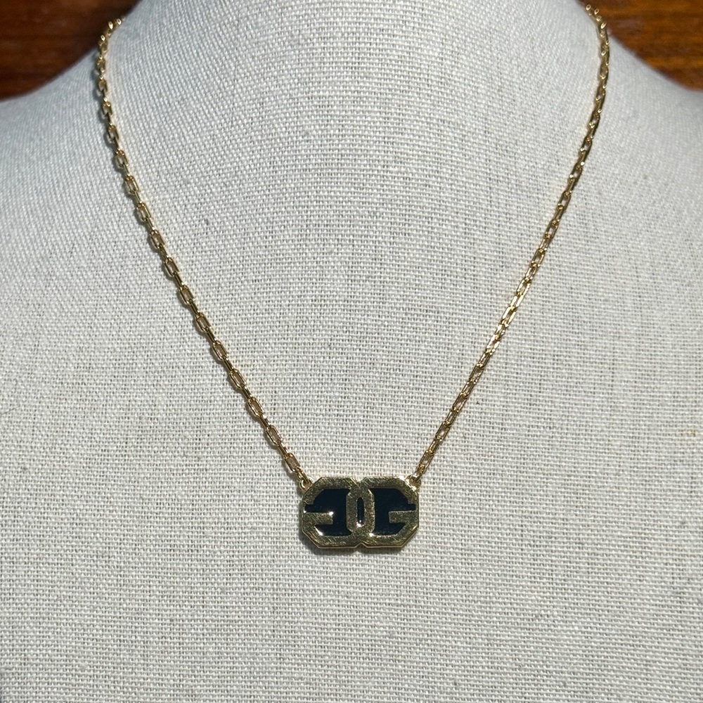 GIVENCHY‎ Vintage Enamel Double G Pendant Necklace
